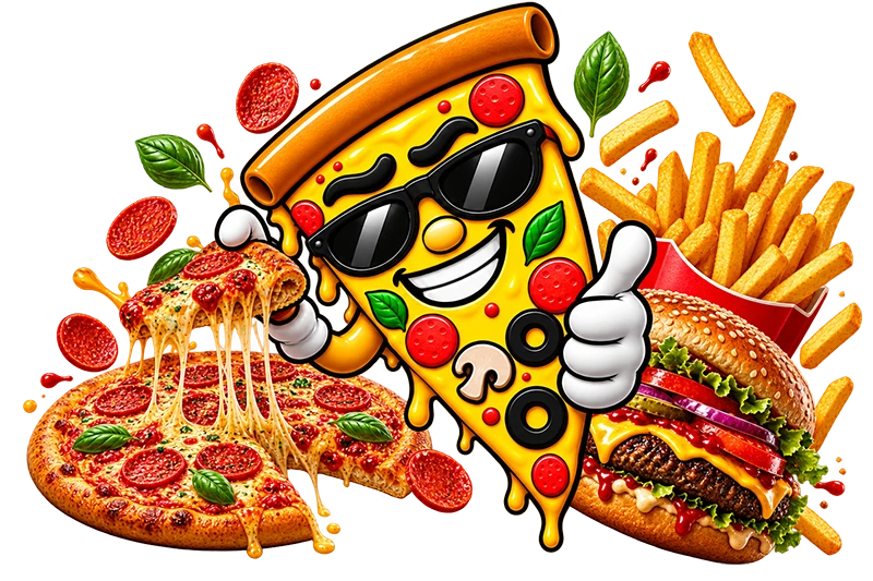 RIZZO Smash Burger, NY Pizza Slice & Crispy Fries